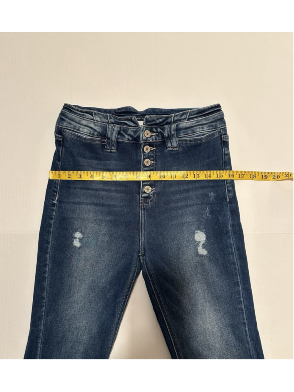 Maurices KanCan Flare Jeans Raw Hem Womens 27 Blue High Rise Denim Hippie Retro - Picture 8 of 16